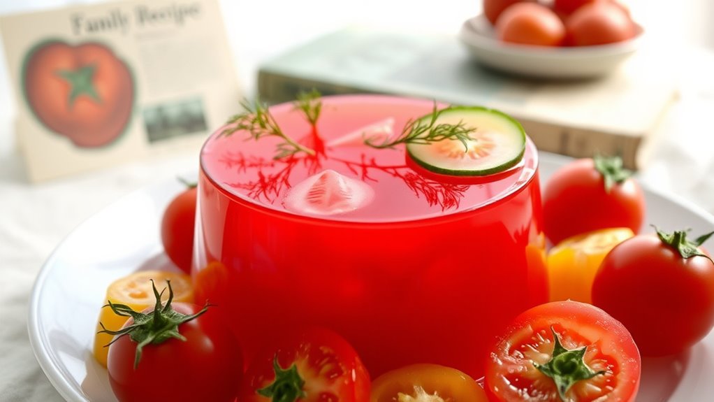 chilled gelatinous tomato dish