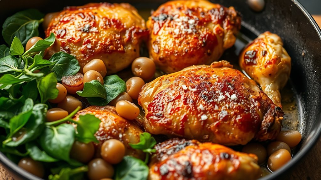 savory chicken with greens