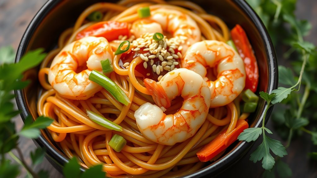 sesame shrimp noodle dish