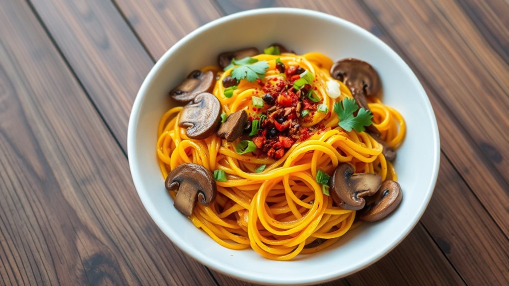 squash and mushroom noodle bowl