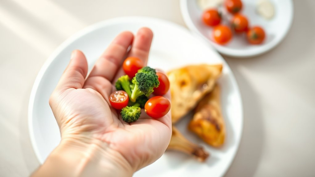 use hand for portions