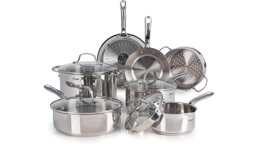 eleven piece stainless steel cookware