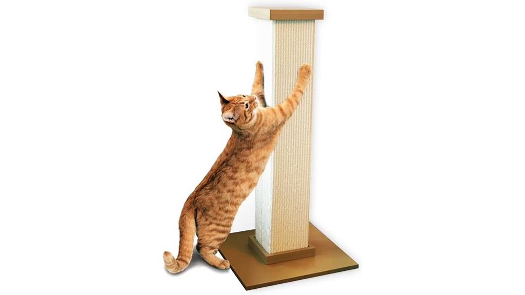 large beige cat scratching post