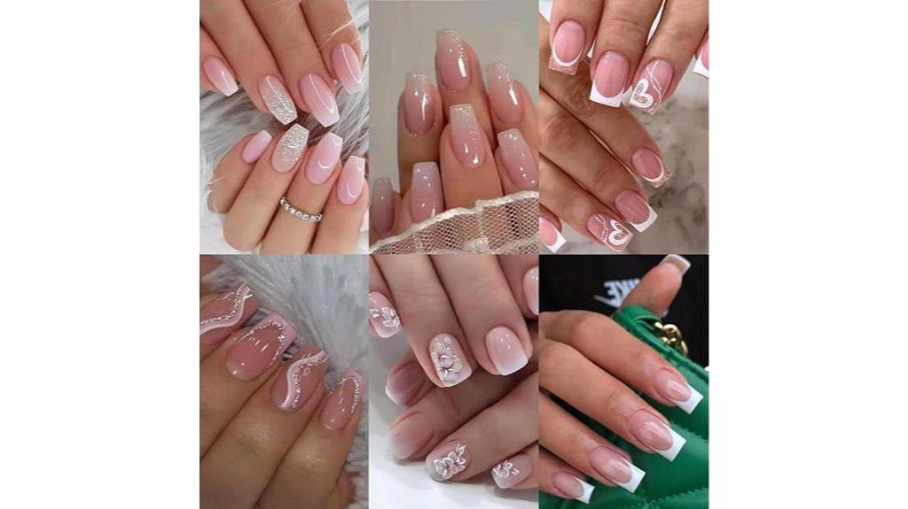pink gradient fake nails