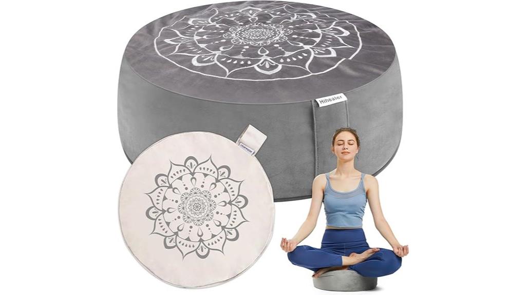velvet covered meditation cushion