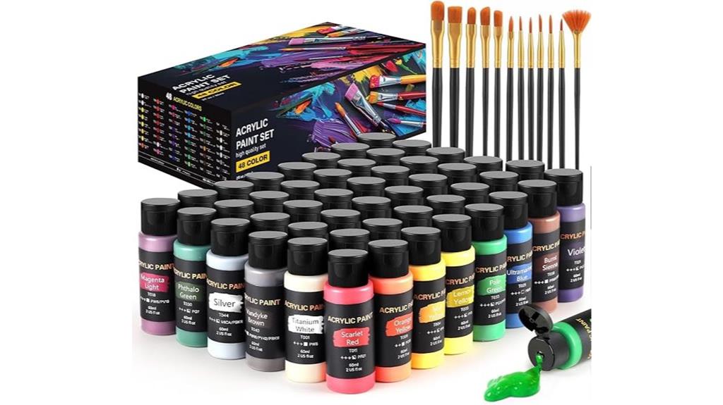 12 brush acrylic paint set