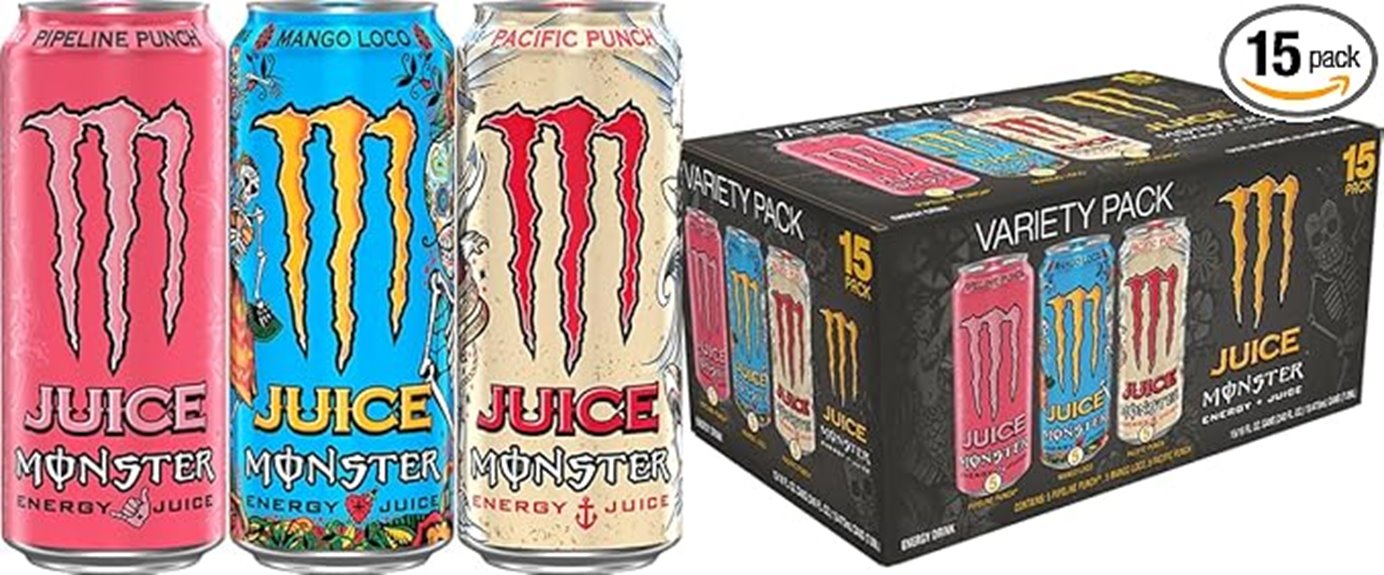 assorted monster energy juices