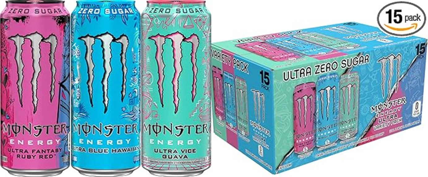 fifteen 16oz monster cans