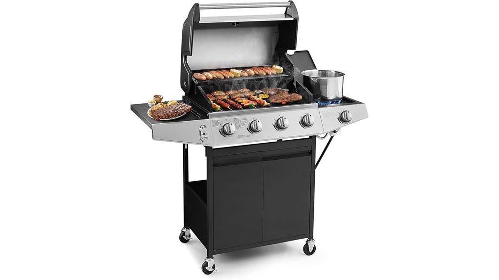 four burner grill with side burner