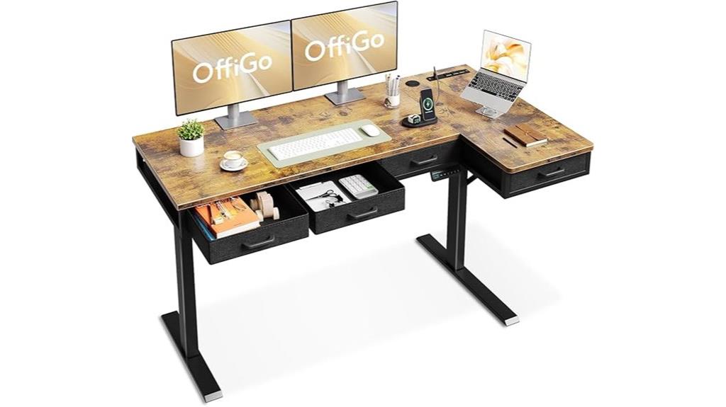 l shaped electric desk