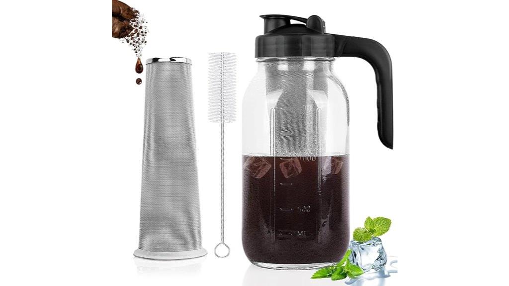 large glass cold brew pitcher
