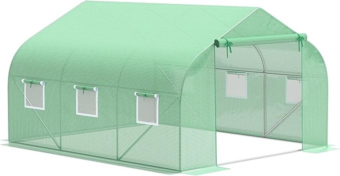large greenhouse with roll up windows