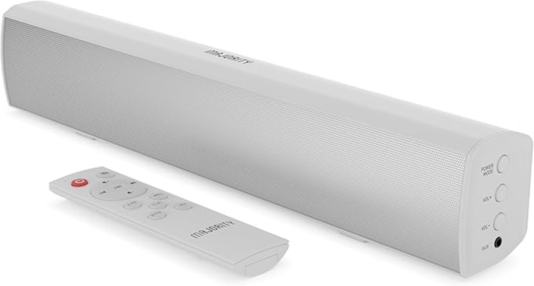 large white tv soundbar