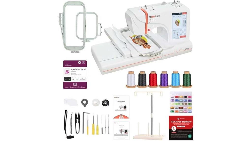 poolin embroidery machine size
