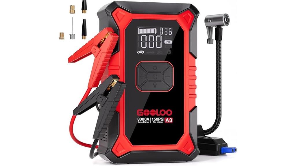 portable jump starter and inflator