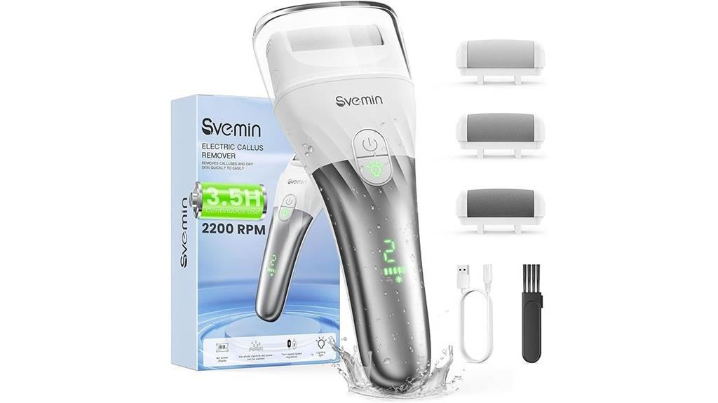 rechargeable waterproof pedicure device