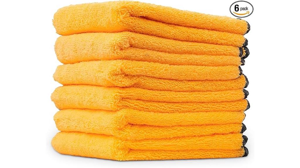 six gold microfiber towels