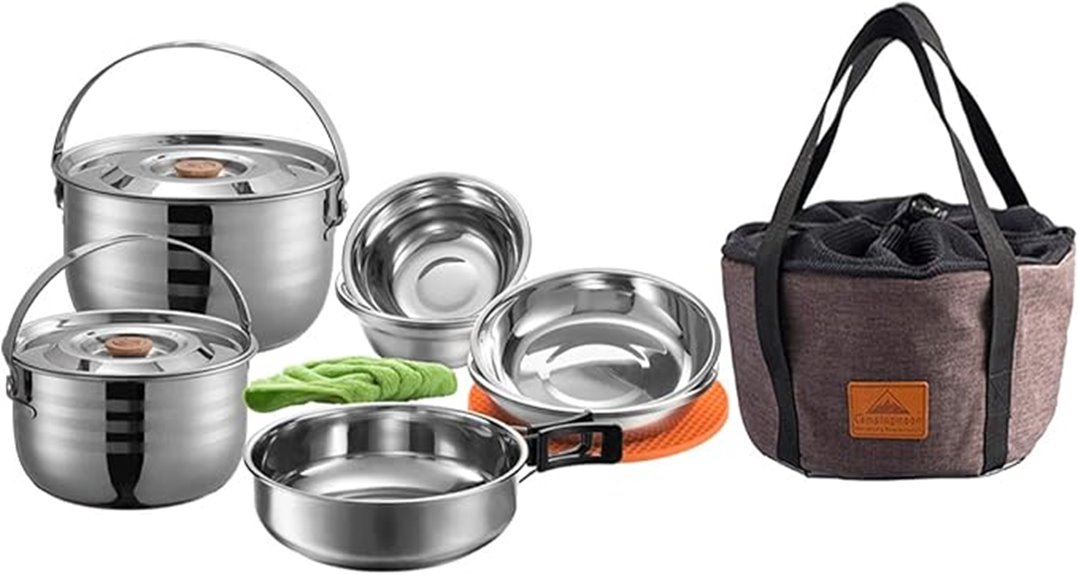 stainless steel camping cookware