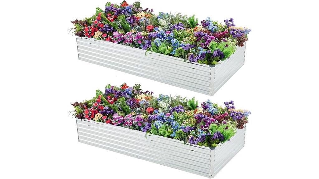 two metal garden beds