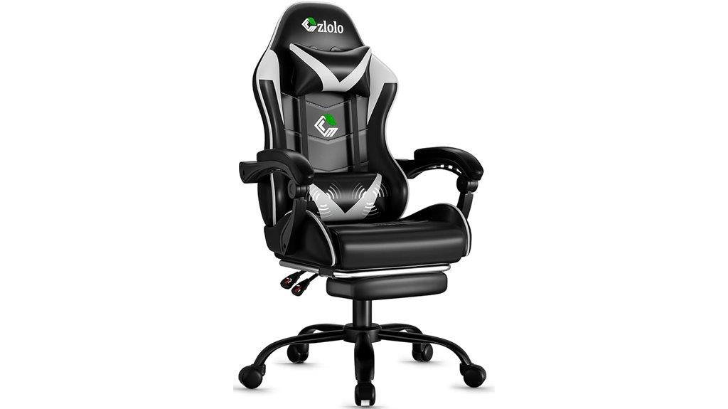 white gaming chair with footrest