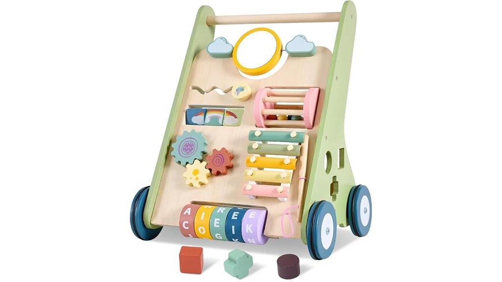 wooden toddler walker with wheels