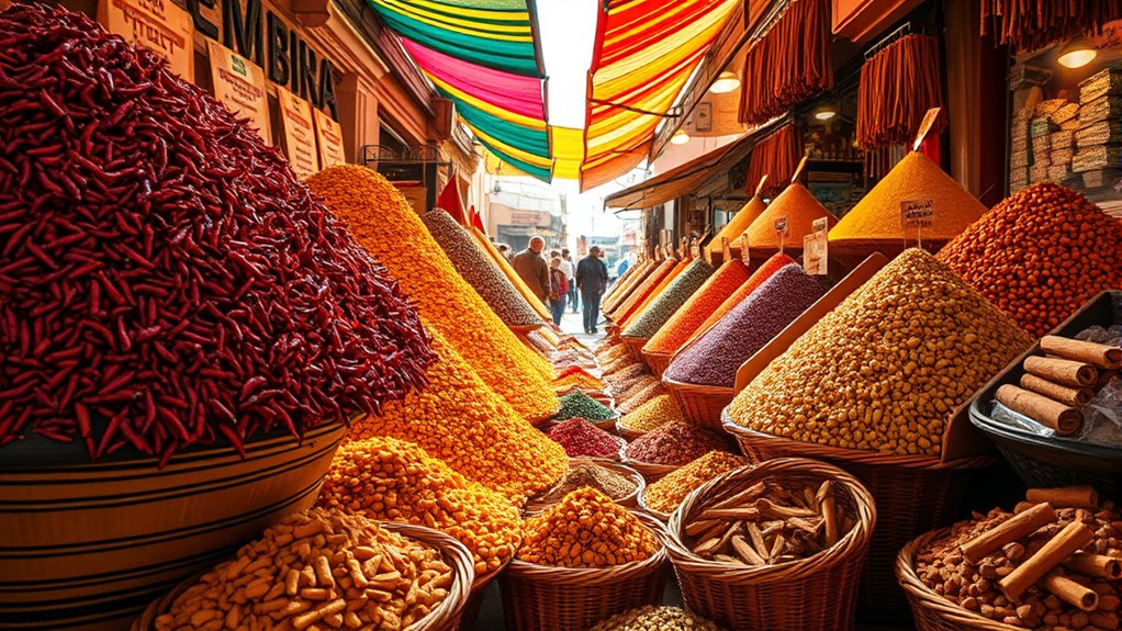 vibrant fragrant spice stalls