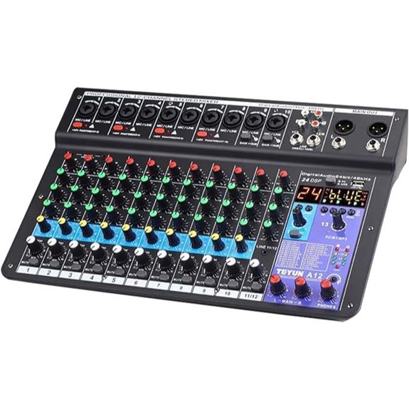 Dj Console 12-Channel Audio Mixer with USB and Bluetooth
