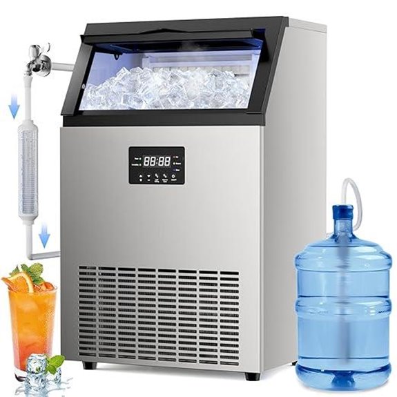 Commercial Ice Maker 200Lbs/24H Stainless Steel