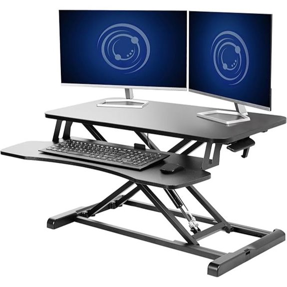 VIVO 32-inch Sit-Stand Desk Converter with Dual Monitors
