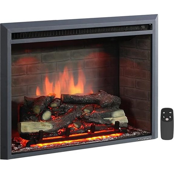 PuraFlame Electric Fireplace Insert with Remote 33-Inch