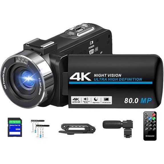 4K HD Camcorder with Stabilizer and Accessories