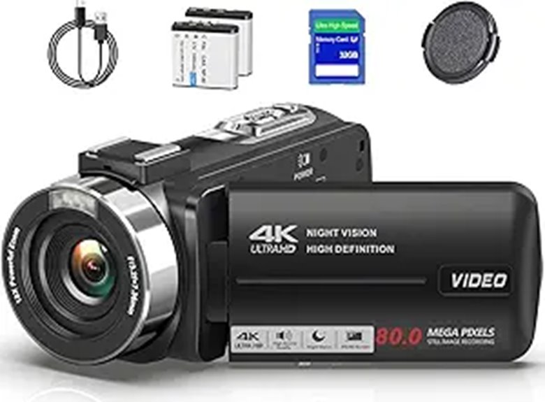 4K Vlogging Camera with Night Vision and 32GB SD