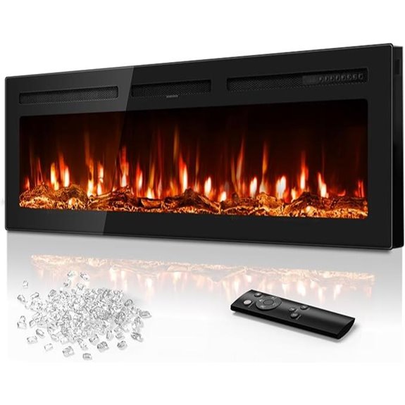 50-Inch Recessed/Wall-Mounted Electric Fireplace with Flame