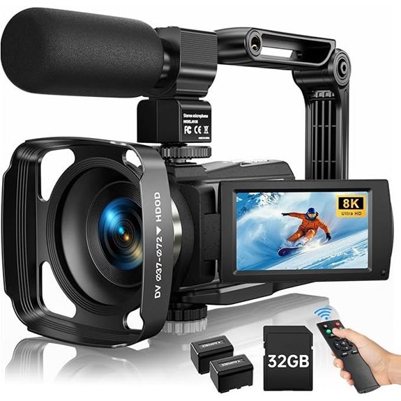 8K Video Camcorder with Night Vision and Microphone