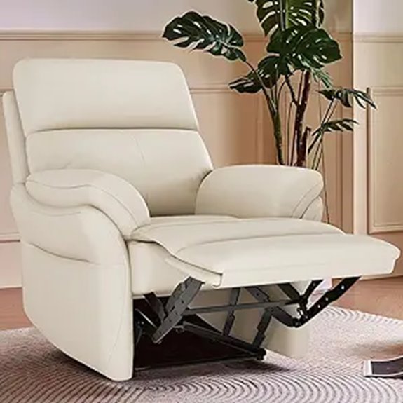 beige genuine leather recliner