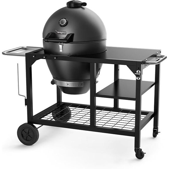 charcoal grill and prep table