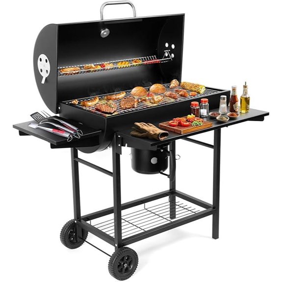charcoal grill with side table