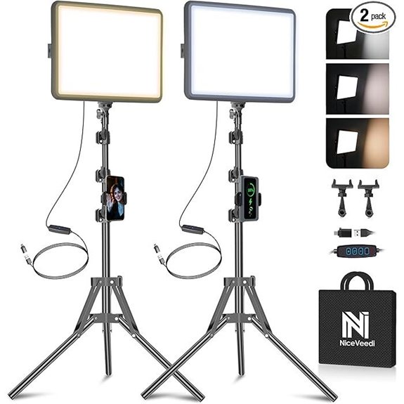NiceVeedi 2-Pack Dimmable LED Video Light Kit