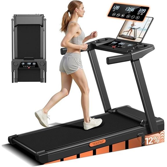 foldable treadmill with handles