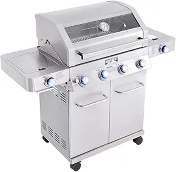 four burner stainless steel grill
