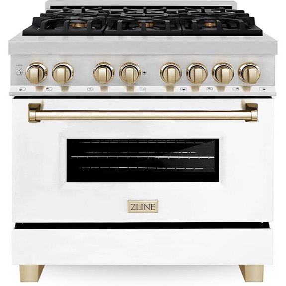 gold accented dual fuel range