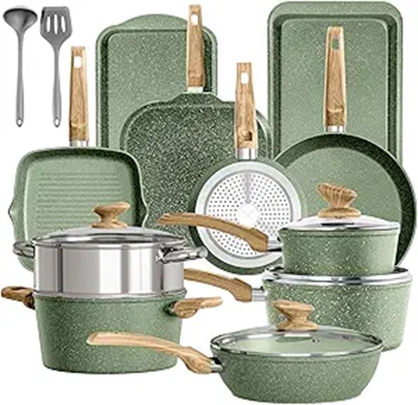 17-Piece Nonstick Pots and Pans Set with Granite Coating