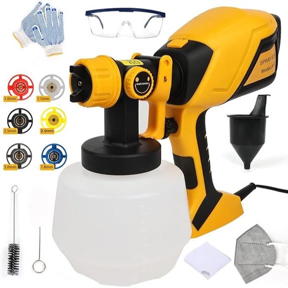 1000W HVLP Paint Sprayer with Nozzles & Adjustable Flow