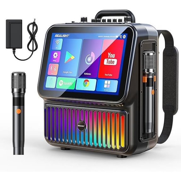 SEALIGHT Karaoke Machine with Screen and Wireless Mics