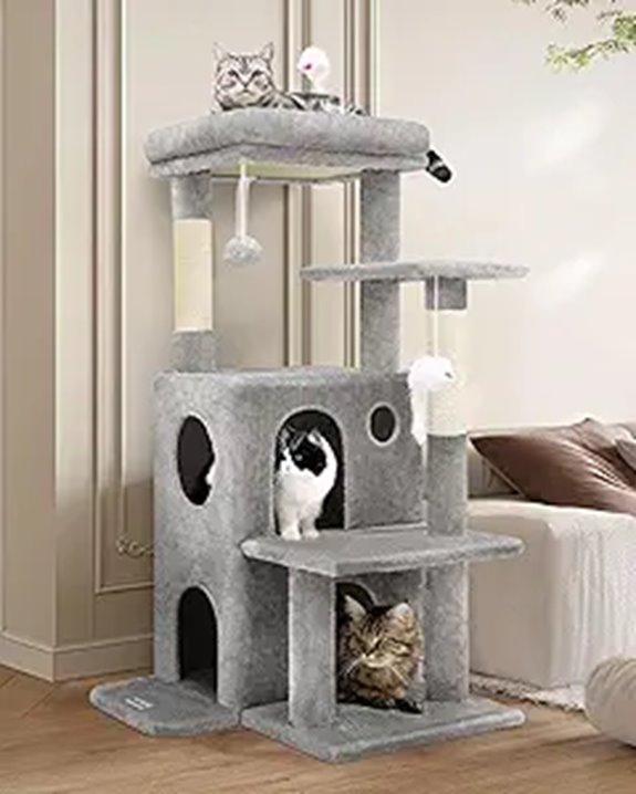 large cat tree with caves