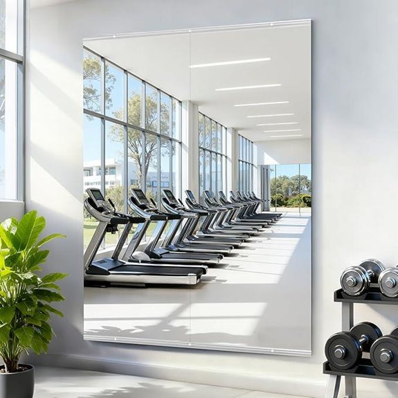 large frameless gym mirrors