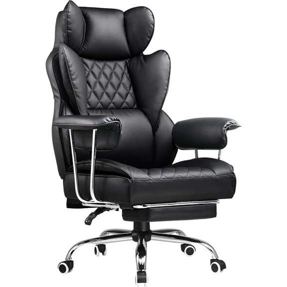 COMHOMA Big & Tall Leather Office Chair with Footrest