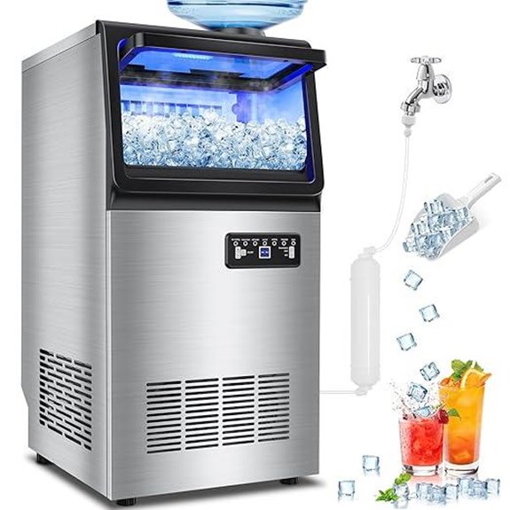 Commercial Ice Maker Machine with LCD and Self-Cleaning
