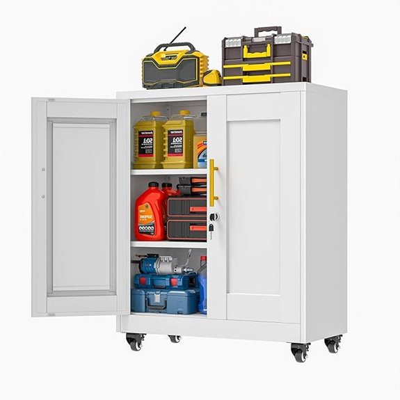 Metal Storage Cabinet with Wheels and Lock