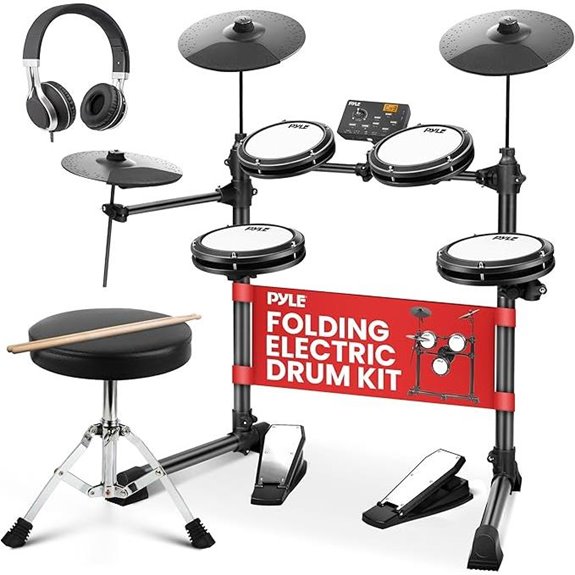 Pyle Electronic Drum Set with Mesh Pads and Accessories